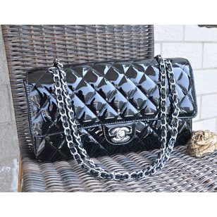 Patent leather flap bag