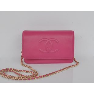 Fuchsia leather flap bag