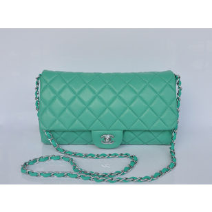 Green Lamb Leather Flap Bag