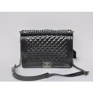 Ley Boy Quilting Patent Leather Flap Bag