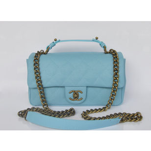 Light Blue Caviar Leather Flap Bag