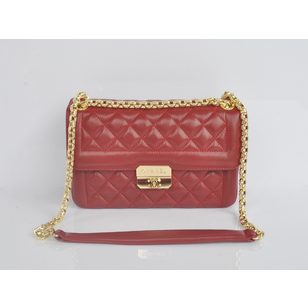 Red lamb skin leather flap bag