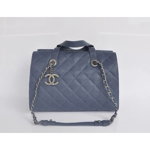 Dark blue caviar leather handle bag