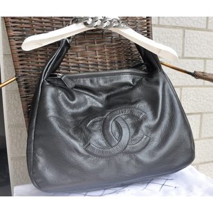 Black leather hobo bag