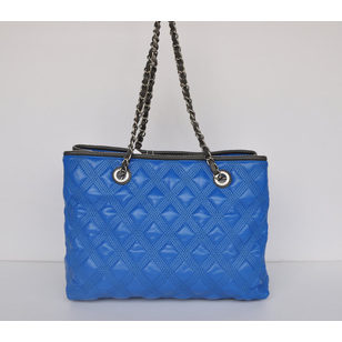 Blue Lamb Leather Quilting Tote Bag