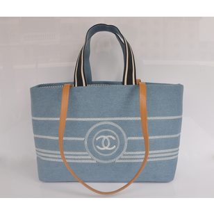 Denim large shopping tote bag