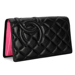 Black Lambskin Leather Double C Logo  Wallet