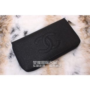 Zip Around Wallet Black Ball Skin Leather