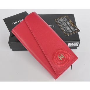 Camellia stitching work long wallet