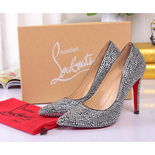 Shining rhinestone point head pump