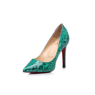 Snake pattern leather pointed head pump