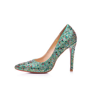 Multiple color rhinestone pump