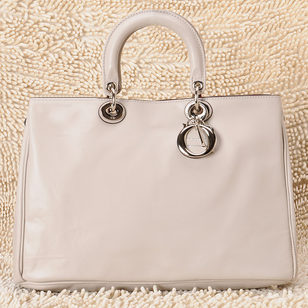 Diorissimo Light Gray Nappa Leather Handle Bag