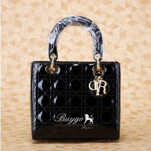 Lady Dior Bag Small Black Pattern Leather (Gold)