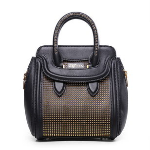 Heroine black  leather rivets handle bag