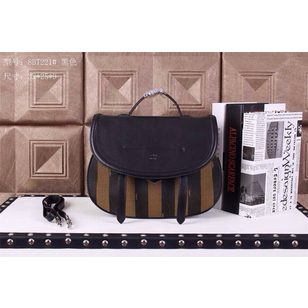 Stripe fabric leather flap cross-body bag