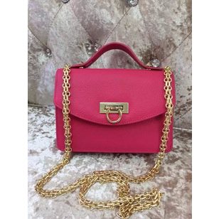 Leather flap chain shoulder bag