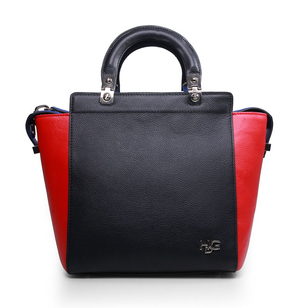 Black & Red leather handle bag