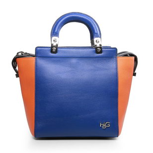 Blue & Orange Leather handle bag