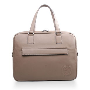 Khaki Leather Briefcase