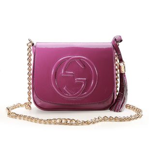 Purple soft patent leather Soho Chain Shoulder Bag