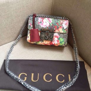 Padlock Blooms shoulder bag GG supreme canvas