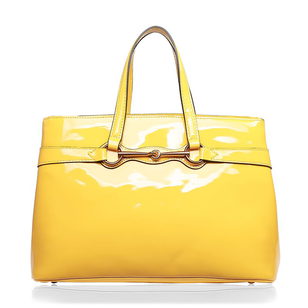 Yellow Real Pattern Leather Handle Bag