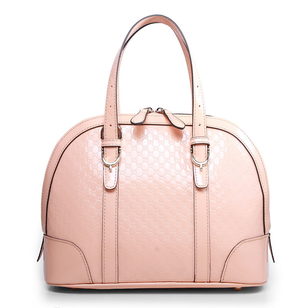 Embossed pink patent leather tote