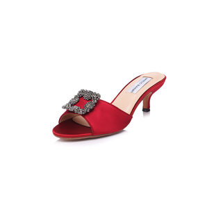 Red rhinestone satin slipper