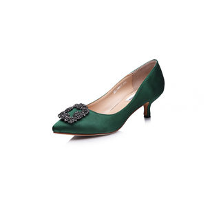 Green Rhinestone point head pump