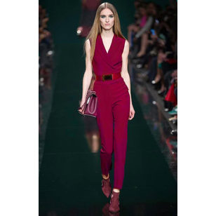 Fuchsia sleeveless jump suit with belt