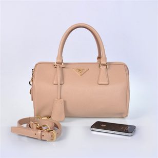 Light Pink Saffiano Leather Column Handle Bag