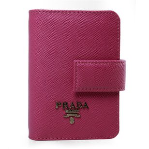 Fuschia Saffiano Leather Card Holder