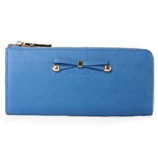 Blue Saffiano Leather Bowknot Wallet