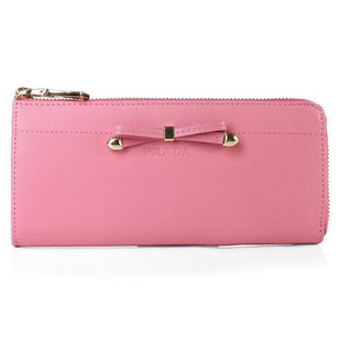 Rose Saffiano Leather Bowknot Wallet