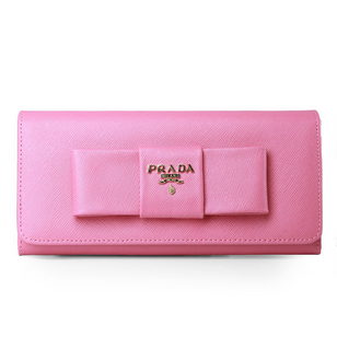 Pink Saffiano Leather Bow-tie Wallet