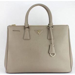 Grey Saffiano Leather Classic Handbag