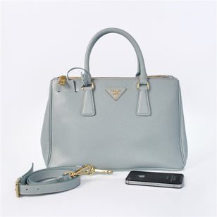 Light Blue Saffiano Leather Classic Handbag