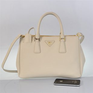 Off-white Saffiano Leather Classic Handbag