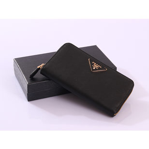 Saffiano Leather Zipper Long Wallet