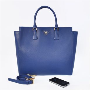 Dark Blue Saffiano Leather Classic 34CM Handbag