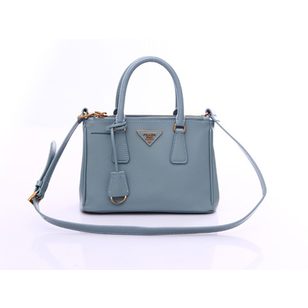 Light Blue Saffiano Leather Classic Handbag