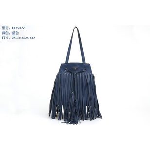 Original calf leather tassel draw string bucket shoulder bag