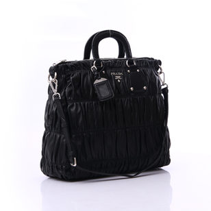 RUCHED TESSUTO Lambskin Leather Handle Bag