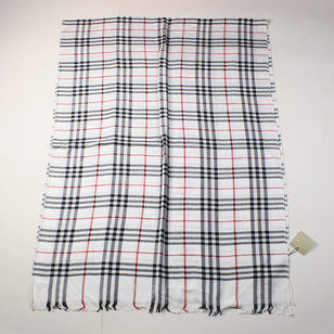 Cotton Fabric White Check Pattern Scarf