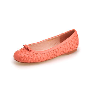 Pink Leather Woven Flat