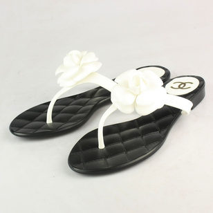 White Camellia Flat Flip Flop