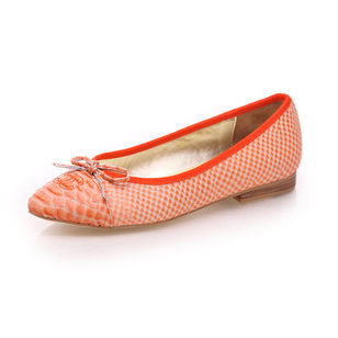 Orange Snake Skin Leather Flat