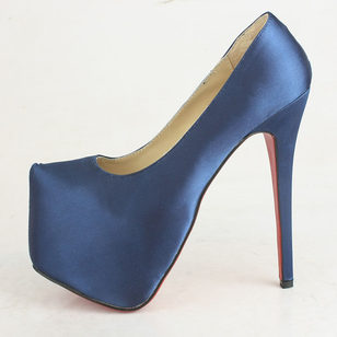 Blue Satin Platform Pump