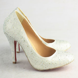 White Satin with Crystal Pump